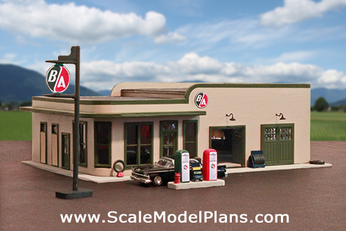 Scale model gas station model railroad layout plans